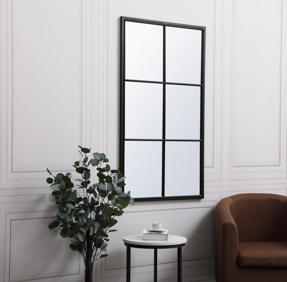 Elegant MR642848BK Metal Windowpane Mirror 28"X48", Black