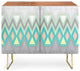 Deny Designs All Things New Credenza, Walnut, Gold Steel Legs