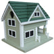 Bungalow Birdhouse, Gray with Green Roof