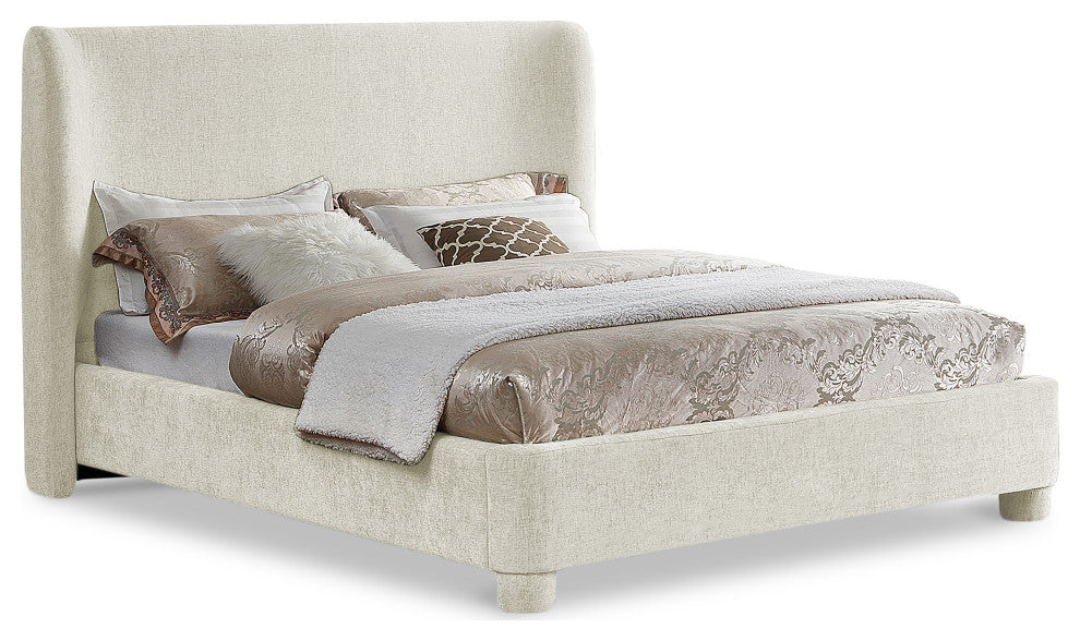Penny Bed, Cream, Queen, Chenille Fabric