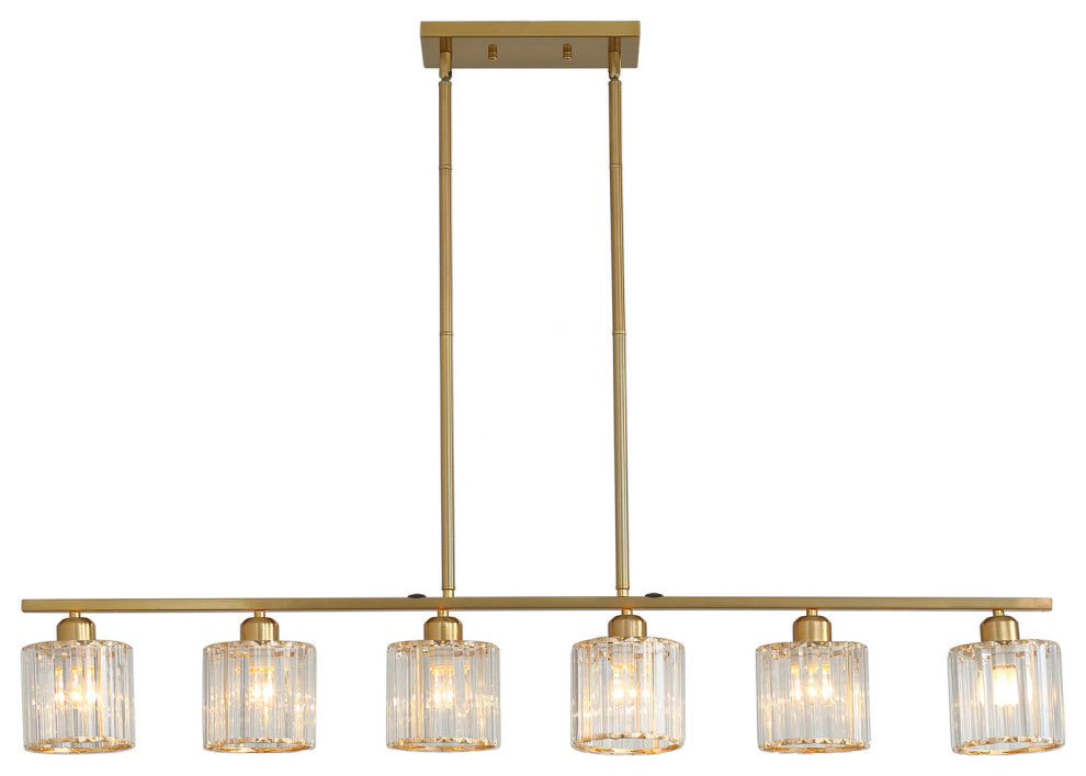 6-Light Linear Kitchen Island Pendant Lighting, Gold