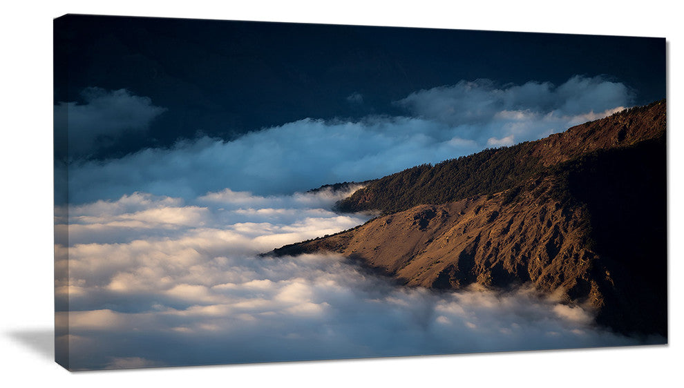 "Clouds At The Foot of Hills" Contemporary Landscape Canvas Art, 32"x16"