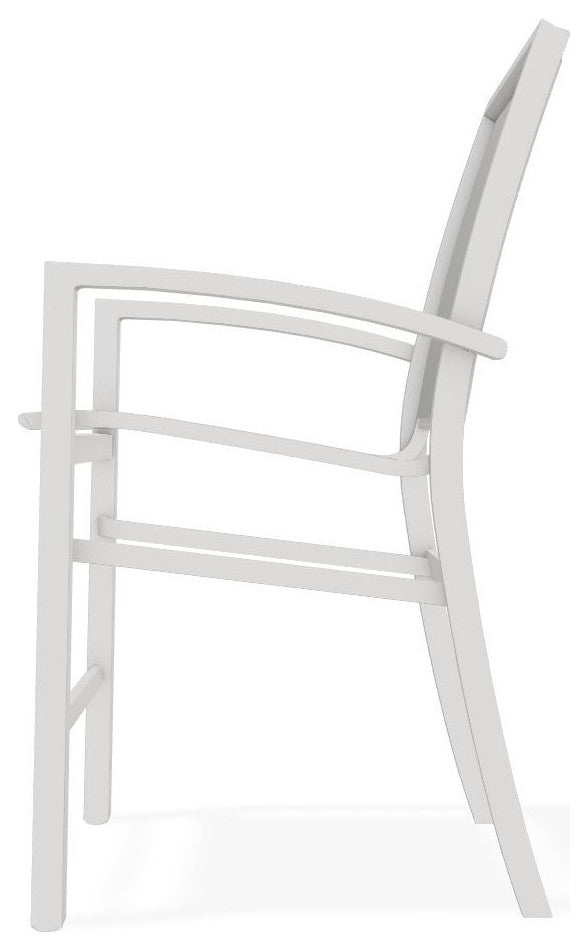 Kendall Sling Balcony Height Stackable Outdoor Stool, Alloy/Snow