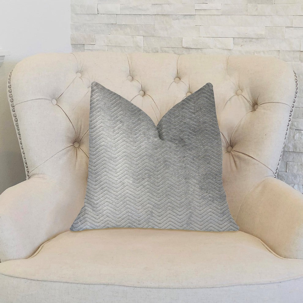 Silver Moon Gray and Silver Luxury Throw Pillow, 18"x18"