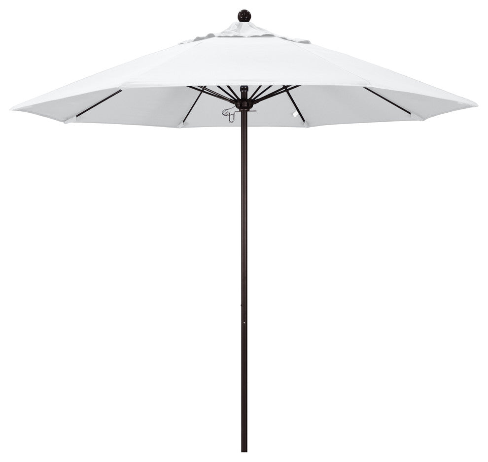 9' Fiberglass Umbrella Pulley Open Bronze, Sunbrella, Natural