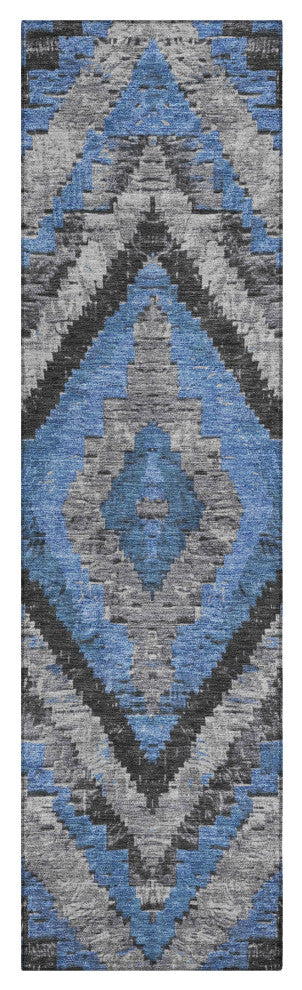 Machine Washable Indoor/Outdoor Chantille ACN1890 Blue 2'3" x 7'6" Runner Rug