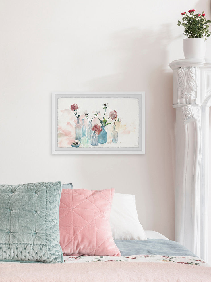 "Blooms and Bottles" Framed Painting Print, 24"x16"