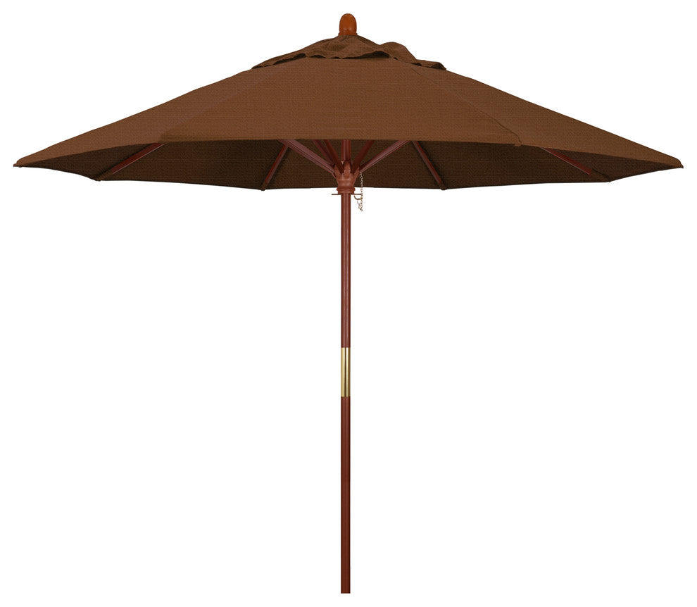 9' Square Push Lift Wood Umbrella, Olefin, Teak