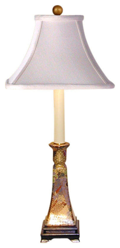 Chinese Satsuma Style Porcelain Candle Stick Holder Table Lamp 24"