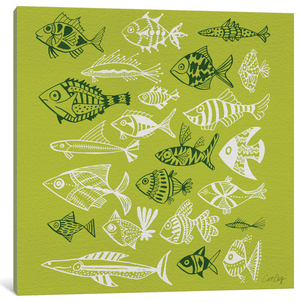 "Fish Inkings Lime Artprint" by Cat Coquillette, 12x12x1.5