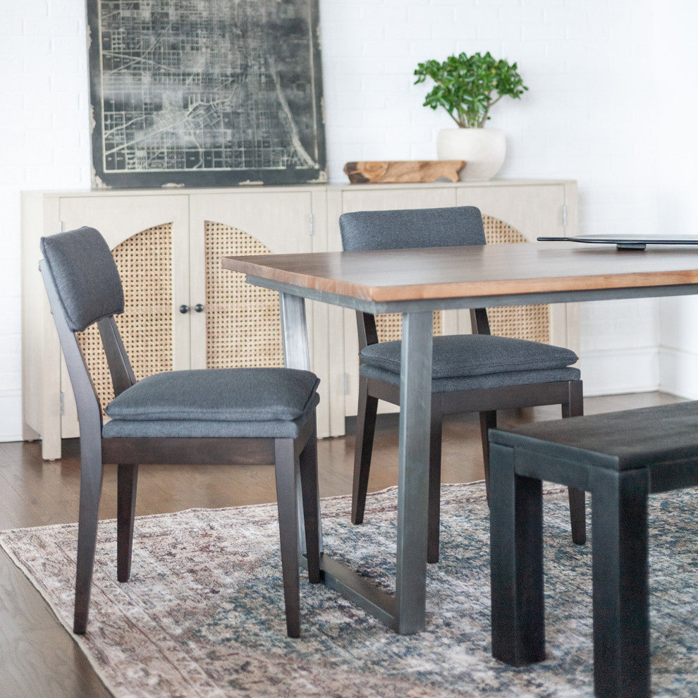 East at Main Solid Wood Upholstered Dining Chairs, Set of 2, Gray