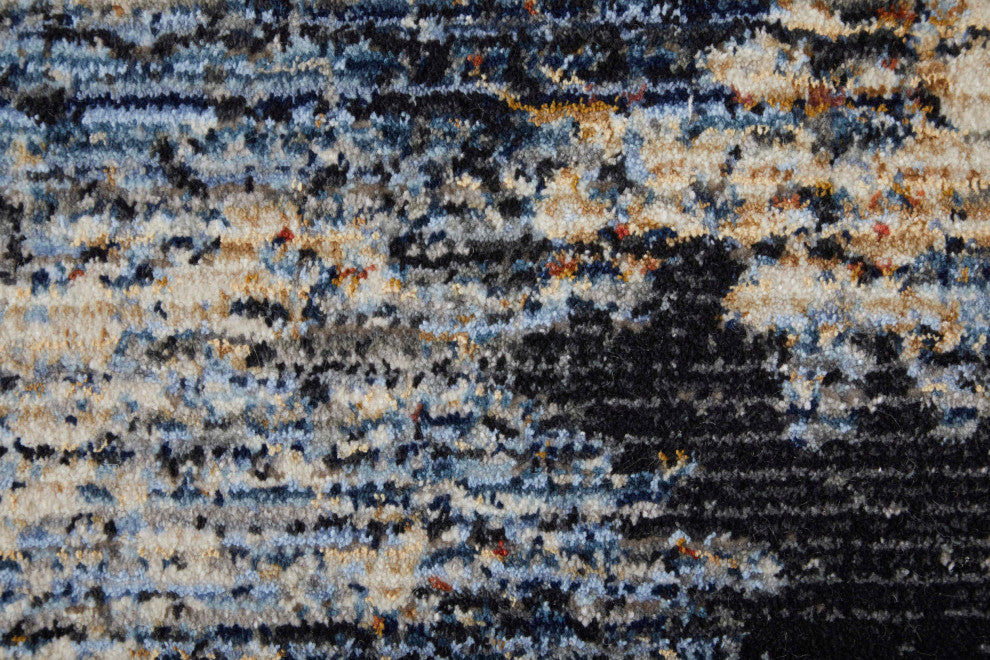 Maxin R39NW Modern/Industrial/Industrial Runner, Ivory/Blue, 2'6"x7'3"
