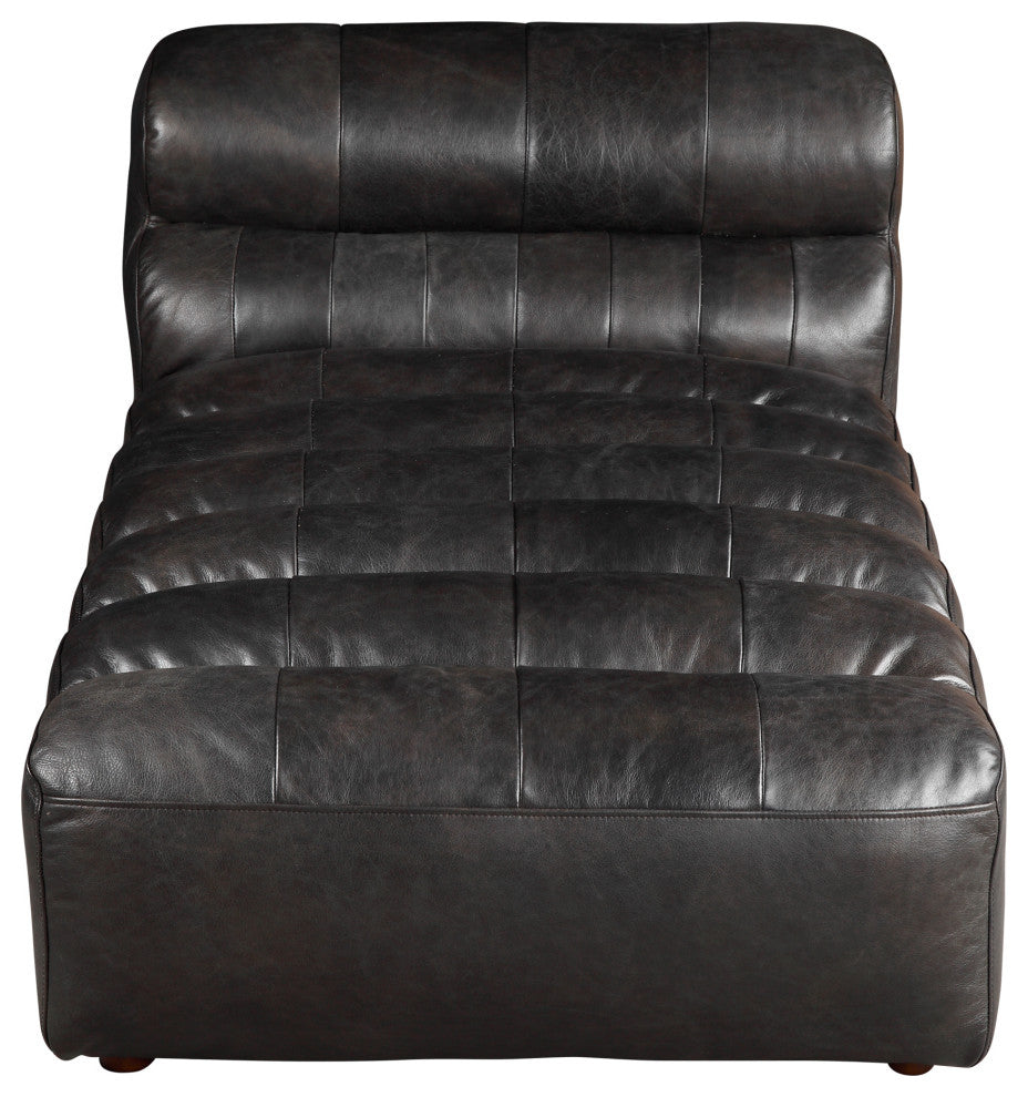 Ramsay Leather Chaise Antique Black