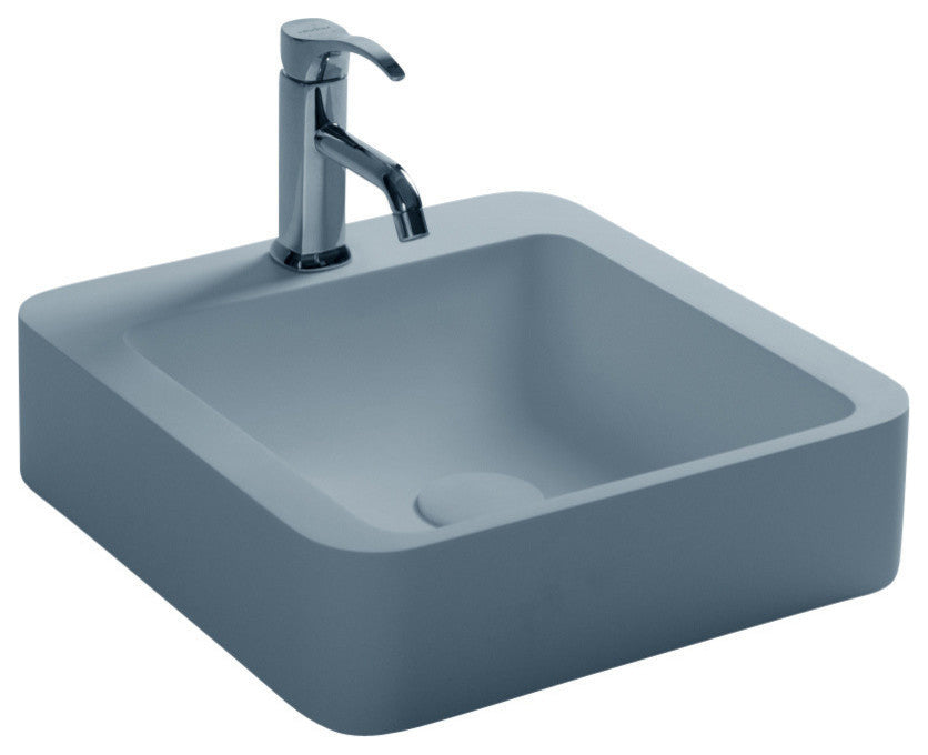ADM Square Countertop Sink, White, 16", Glossy White