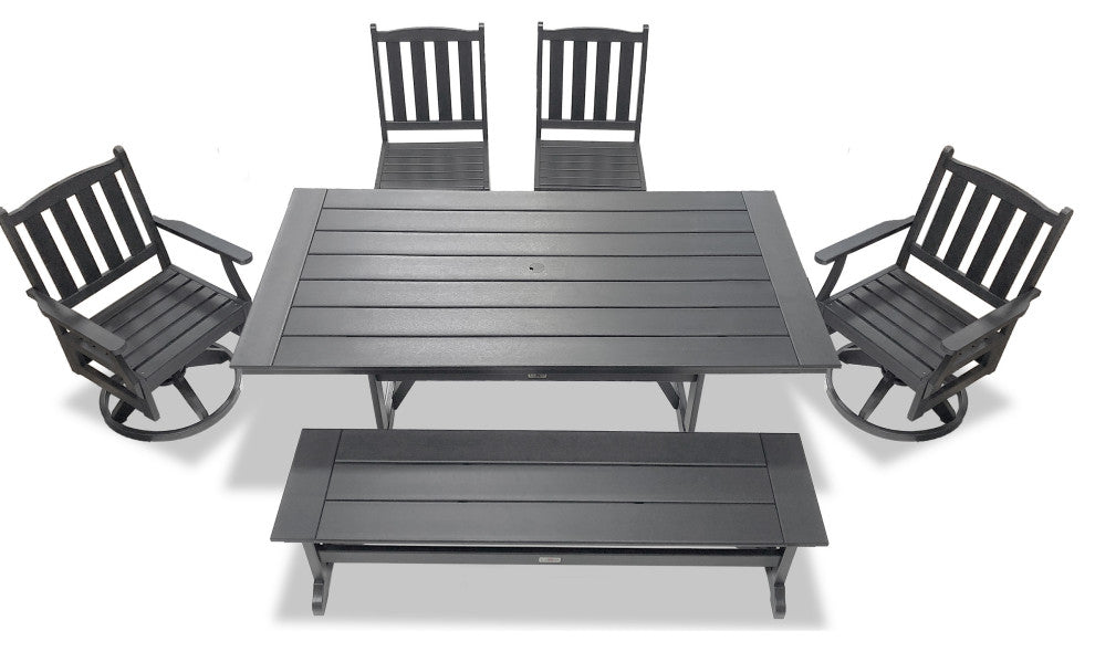 LuXeo Tuscany HDPE Swivel Dining Set, Gray, 6-Piece