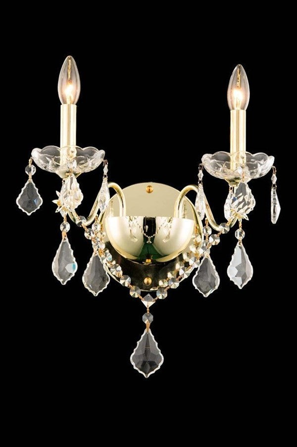 Elegant St. Francis Wall Sconce, Gold Finish With Royal Cut Crystal