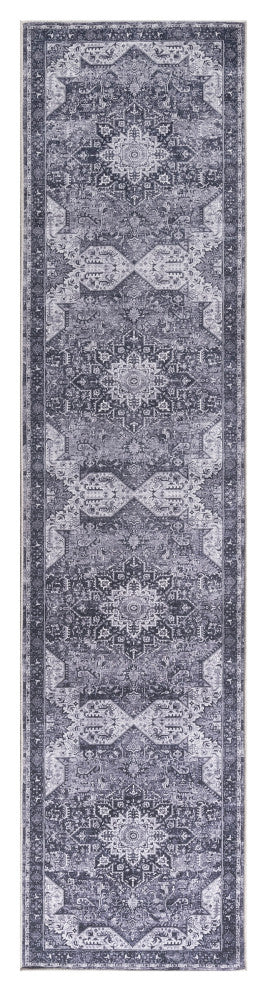 Nourison Nourison Washables 2'2" x 8' Charcoal Grey Vintage Indoor Rug