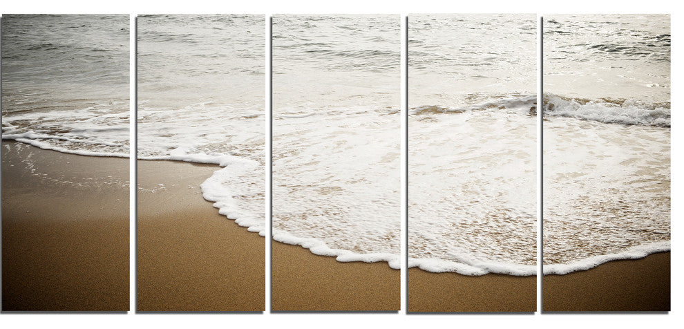 "Close-up Waves in Mediterranean Sea" Seascape Wall Art", 5 Panels, 60"x28"