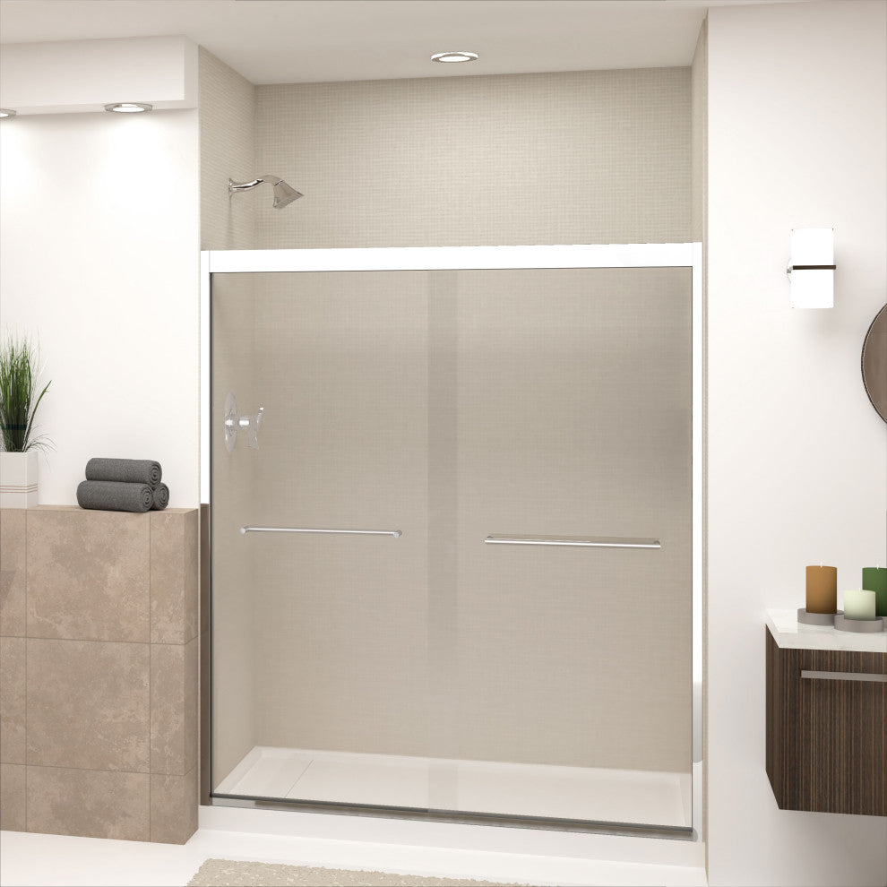 Frederick 59 in. W x 70 in. H Shower Door in Polished Chrome with Clear Glass