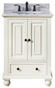Avanity Thompson 25" Vanity, French White Finish, Carrera White Marble Top