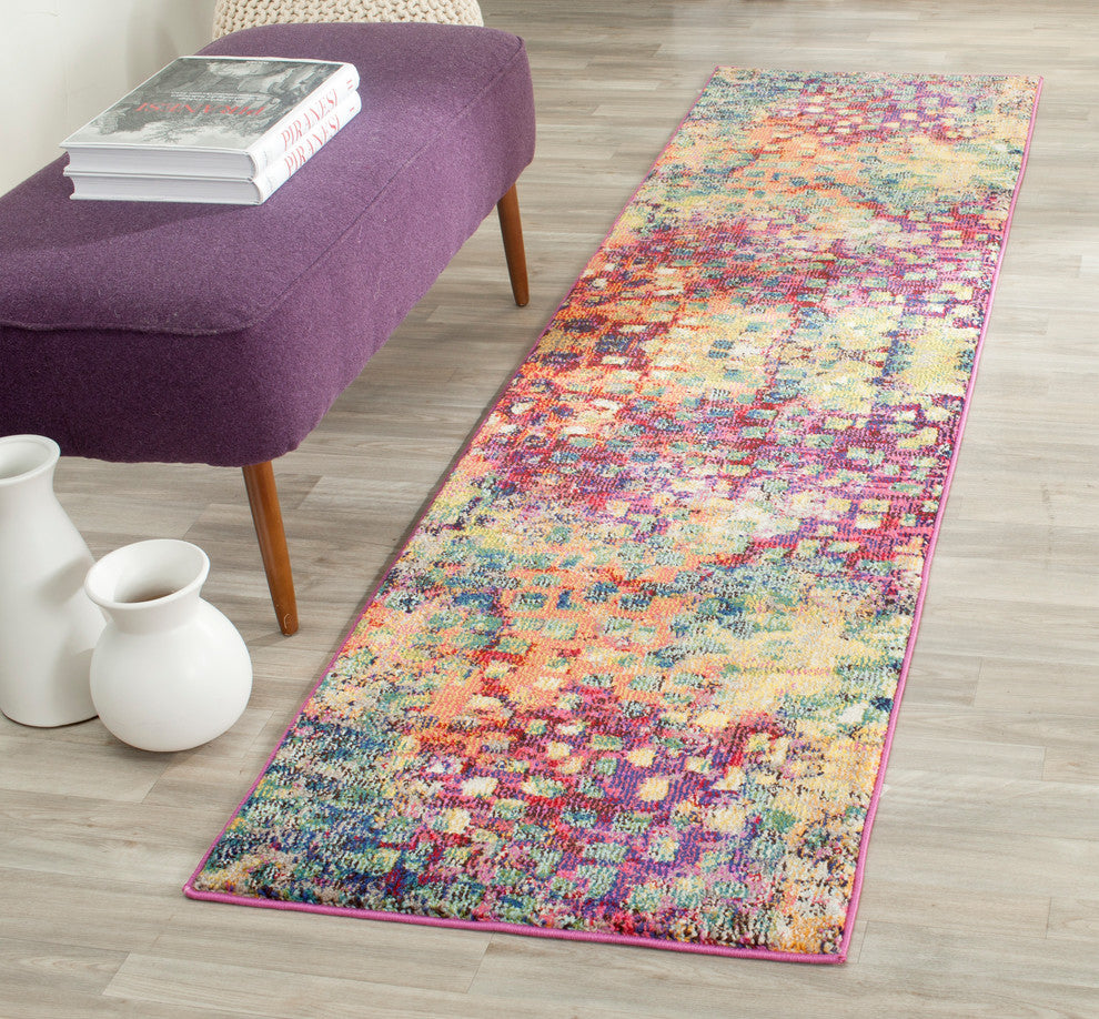 Safavieh Monaco Mnc225D Pink, Multi Area Rug, 2'2"x14' Runner