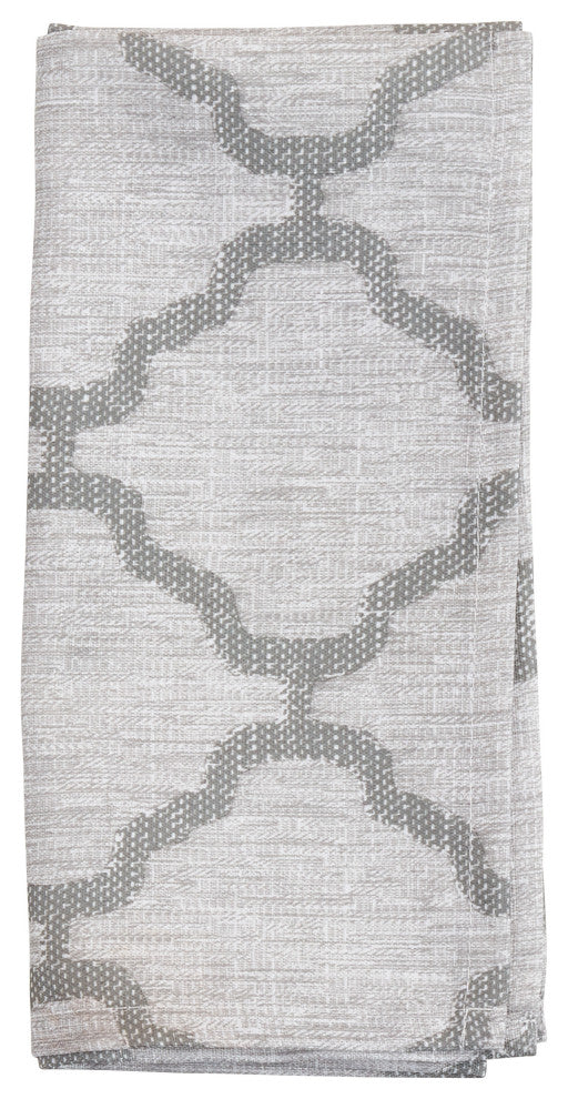 Table Napkins With Moroccan Design (Set of 4), Grey, 20"x20"