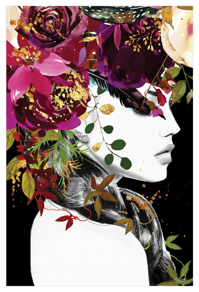 Beautiful Woman Printed Wall Art Unframed Free Floating Tempered Glass