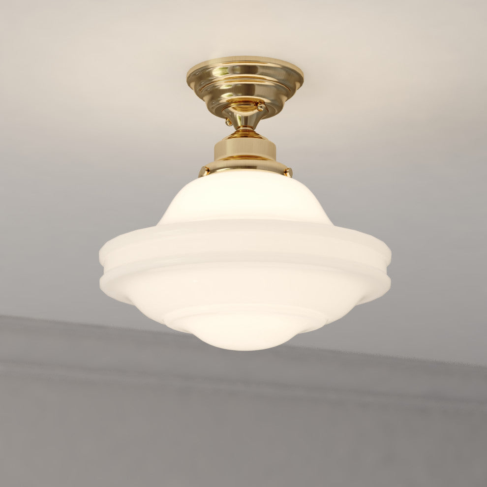 Huntley 12" 1 Light Semi-Flush Natural Brass