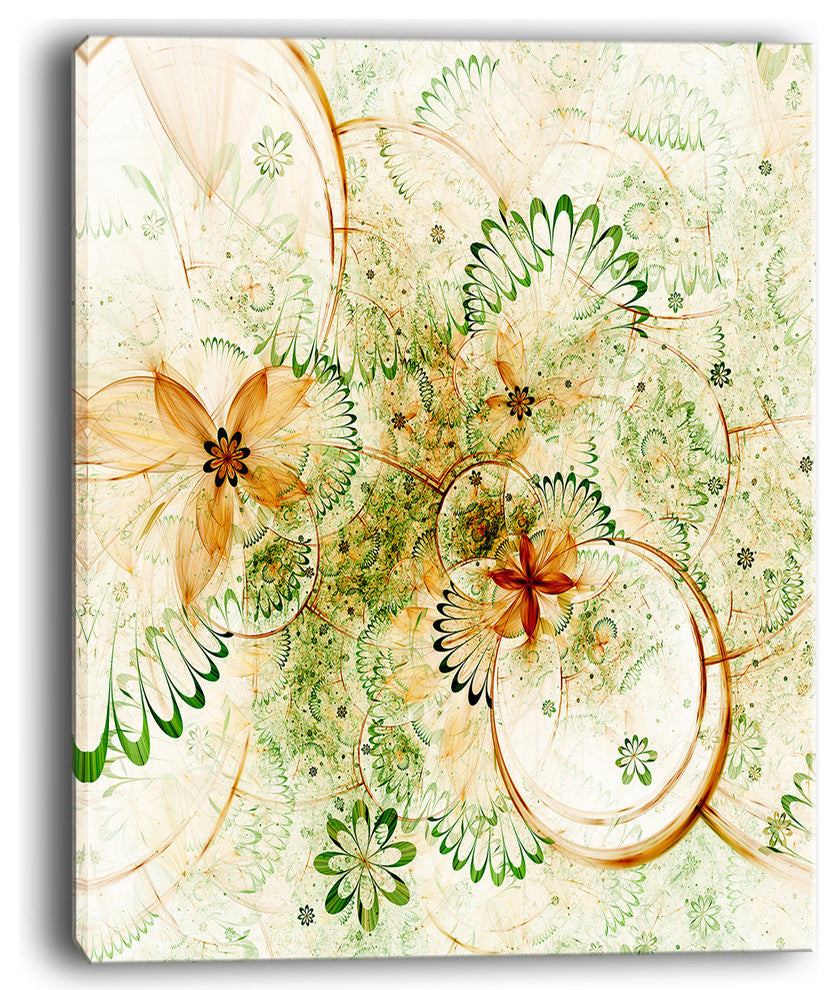 "Yellow Green Grungy Floral Shapes" Floral Wall Art Canvas, 12"x20"