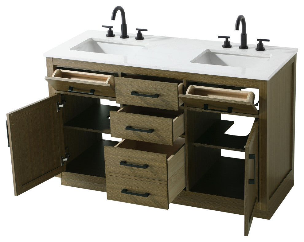 Home Living 54" Double Bathroom Vanity, Chestnut Brown