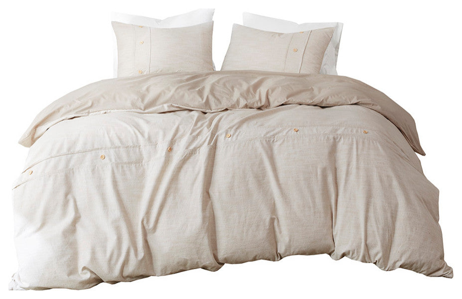 Clean Spaces Dover 3 Piece Organic Cotton Oversized Duvet Cover Set