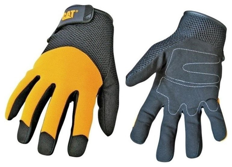 Cat CAT012215L Men's Padded Palm Glove, Large, Black & Yellow