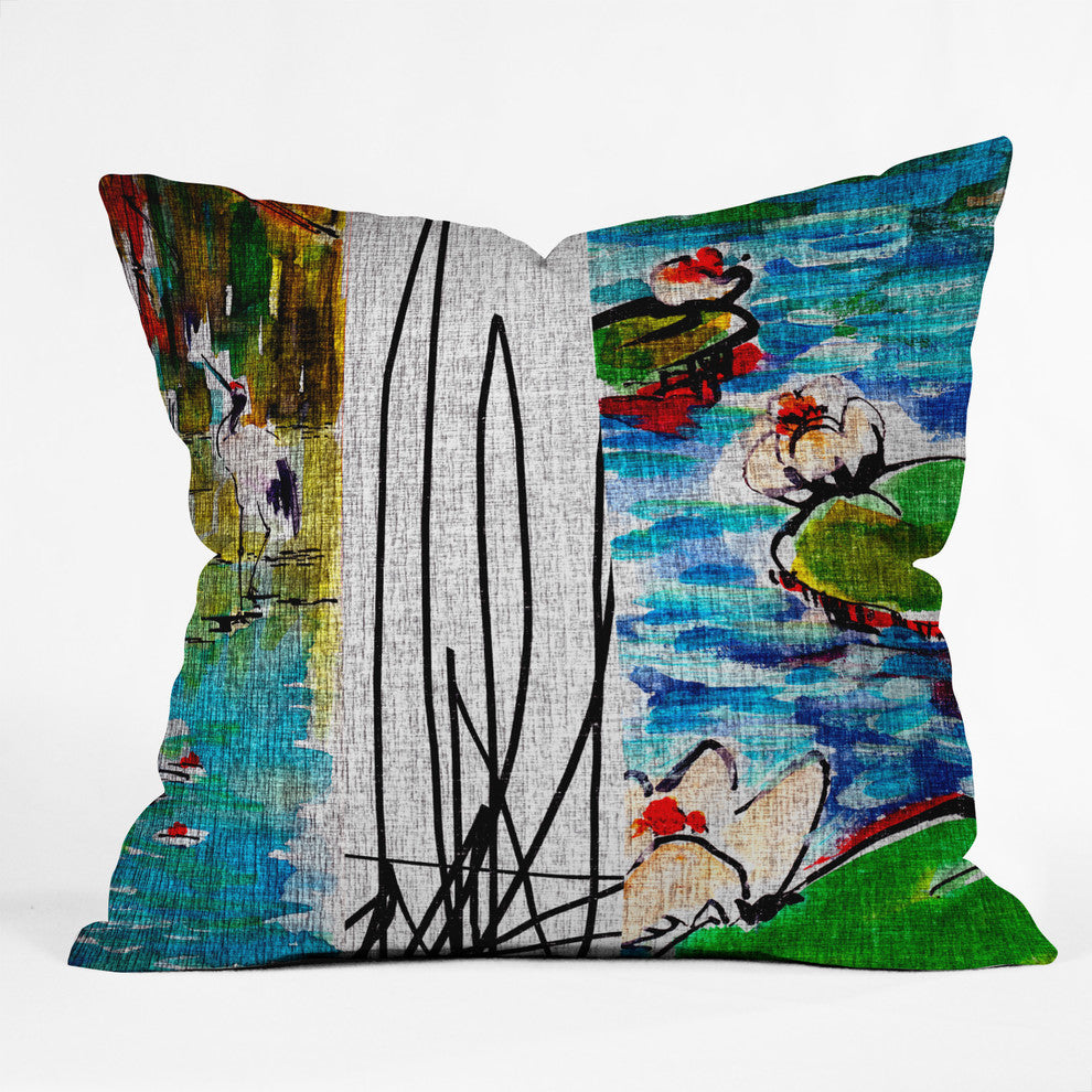 Ginette Fine Art Red Crowned Cranes Throw Pillow, 16"x16"