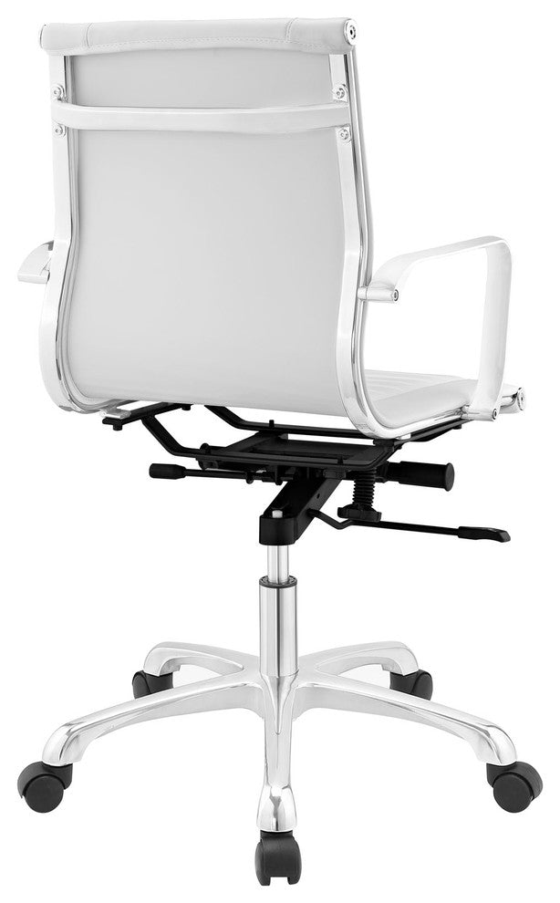 Modern Urban Contemporary Mid Back Office Chair, White Faux Leather