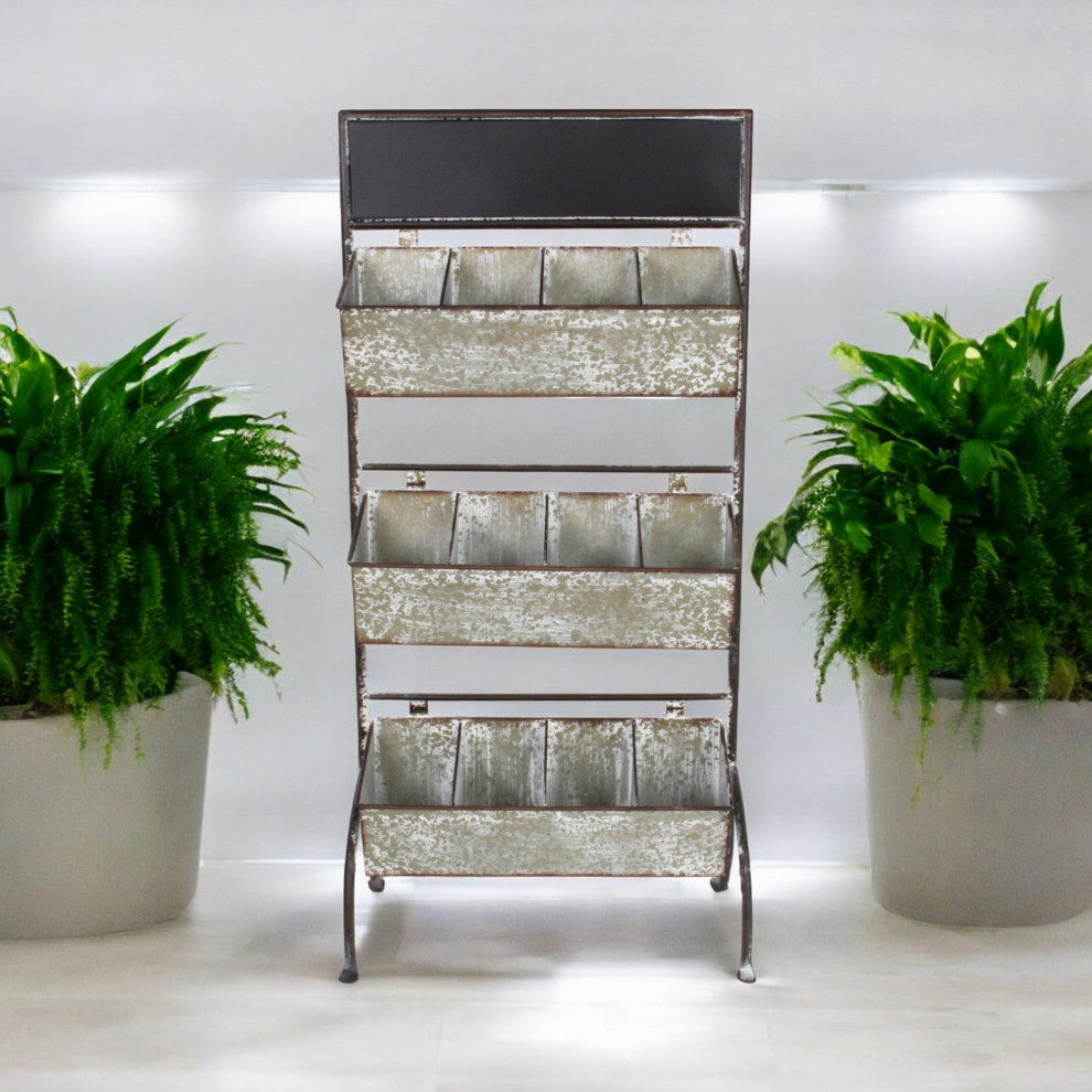 Galvanized 3 Tier Storage With 12 Compartments And Chalkboard