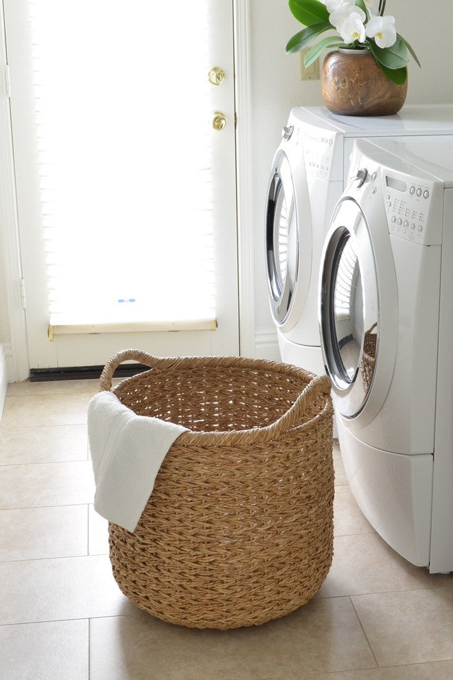 Extra Large Handwoven Decorative Storage Basket, Twisted Sea Grass