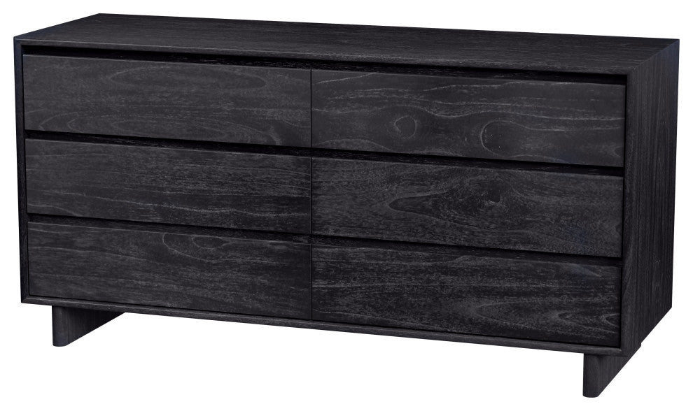 Halmstad Wood Panel 6 Drawer Dresser, Washed Black