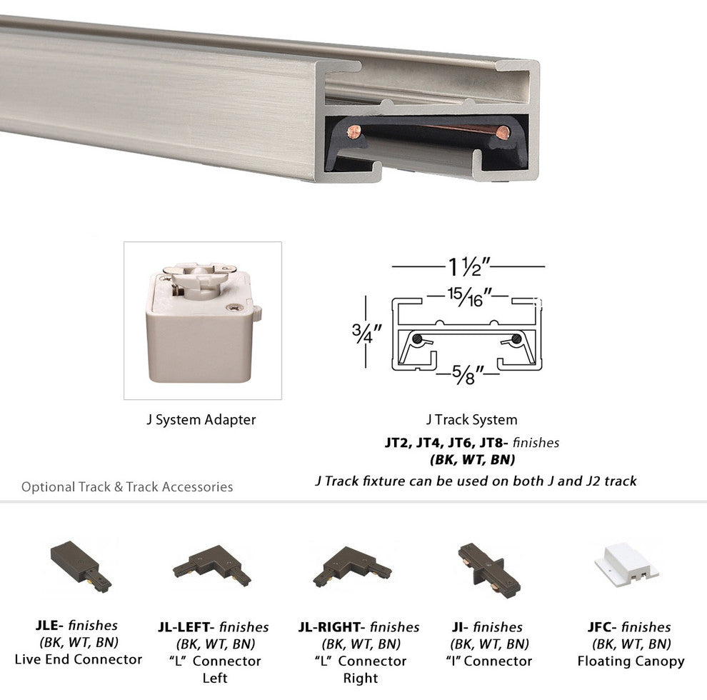 WAC Lighting J Track 2' Single Circuit 120V with 2 Endcaps in Black