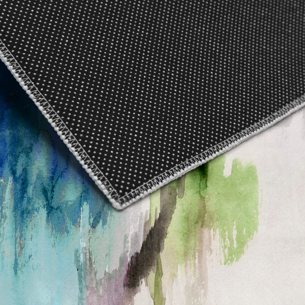 Abstract Flower I Hand Washable power-loomed Art Area Rug, 5'x7.5'