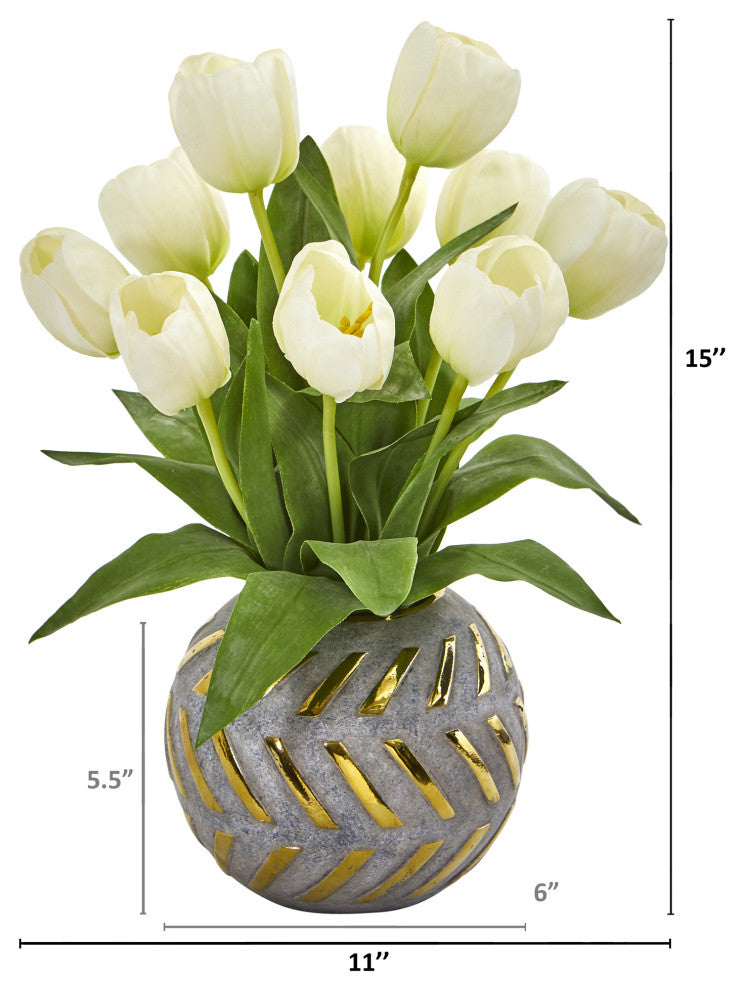 Tulip Artificial Arrangement, Decorative Vase