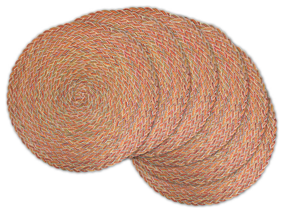 DII Variegated Red Round Polypropylene Braided Placemat (Set of 6)
