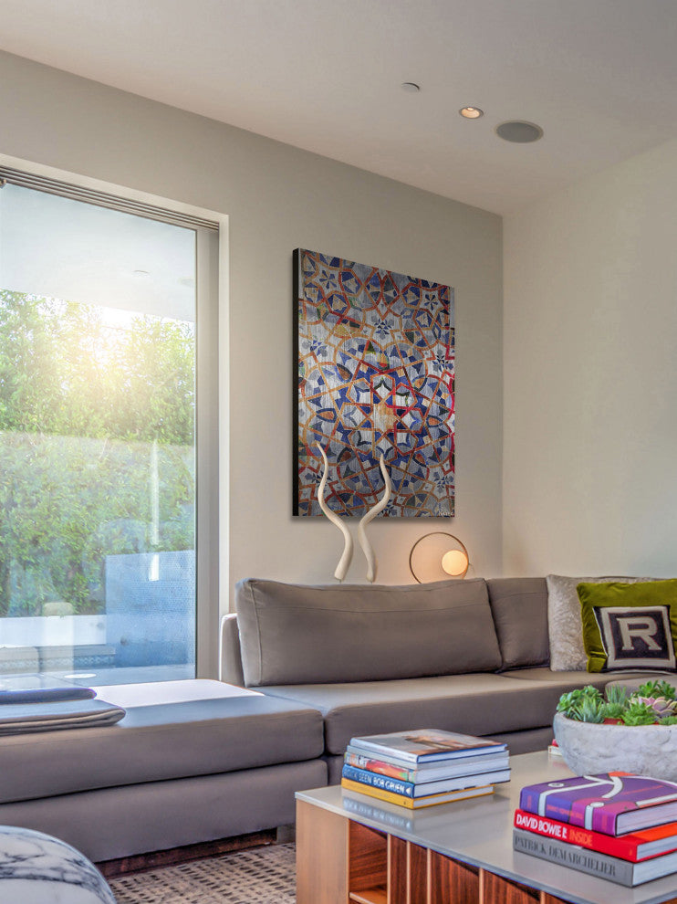 "Figuig" Wall Art on Wood, 24"x36", Brushed Aluminum