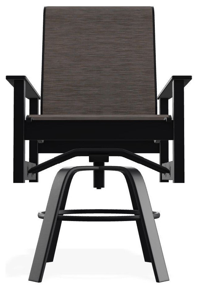 Leeward Sling Balcony Height Outdoor Swivel Armchair, James/Black