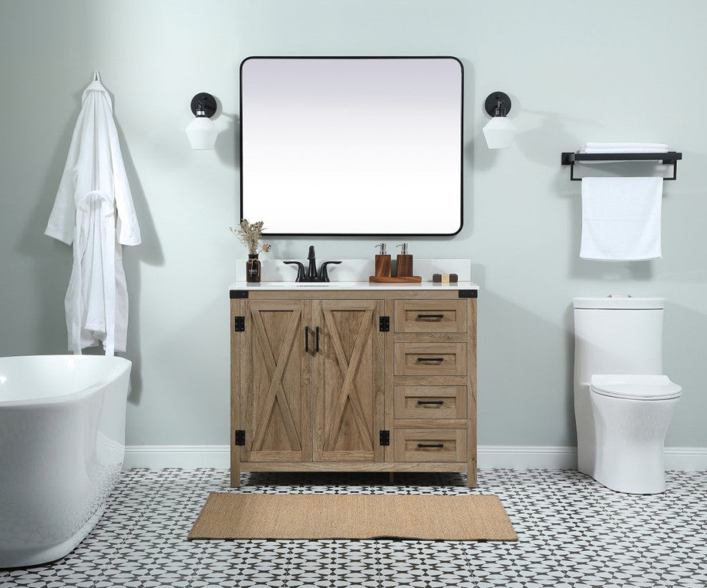 Home Living 19" Farmhouse Natural Oak-Light Bathroom Vanity