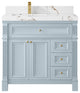 Paris 36" Left Offset Bathroom Vanity, Blue Heather 2" Viola Brown