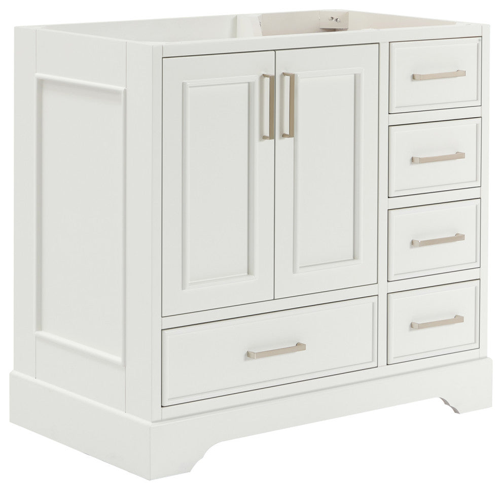 Ariel Stafford 36" Single Left Offset Sink Bathroom Vanity Base, White