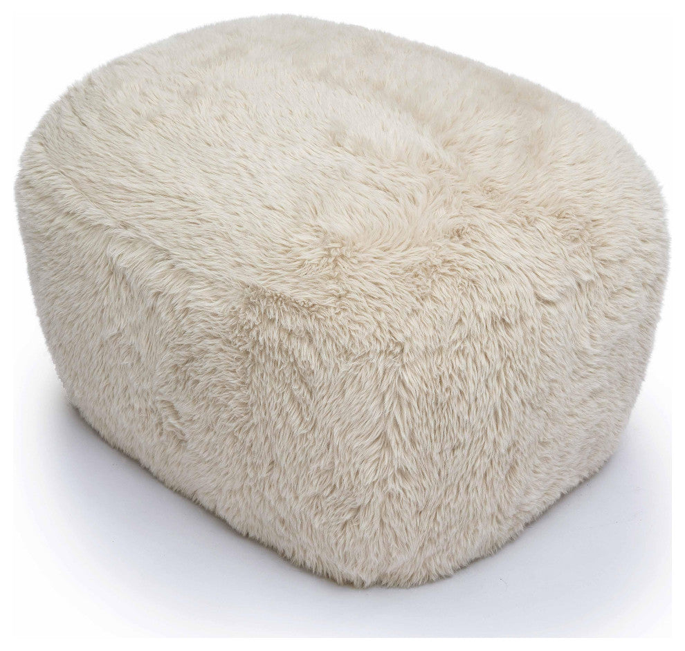 Britt Vegan Shearling Ottoman, Natural