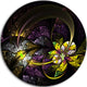 Dark Alien Digital Art Fractal Flower, Floral Round Metal Wall Art, 11"