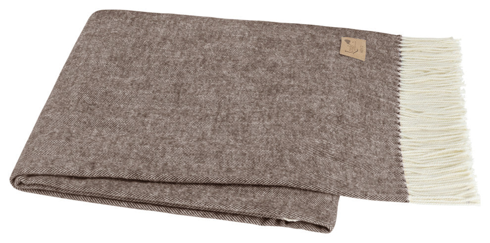 Italian Herringbone Throw, Chestnut Brown
