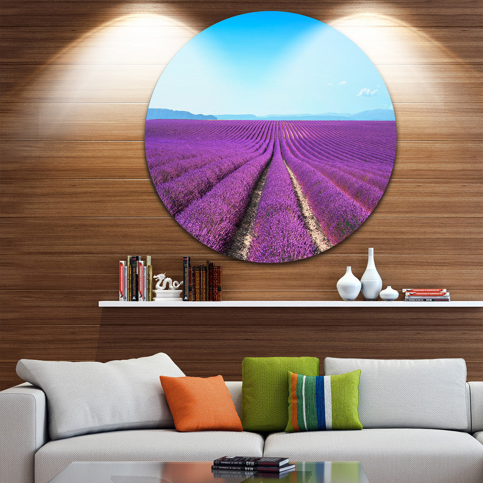 Lavender Flower Blooming Fields, Round Wall Art, 36"
